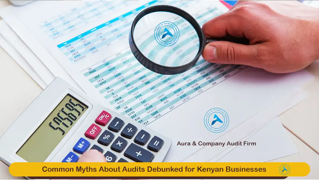 Common Myths About Audits Debunked for Kenyan Businesses, Audits, Kenyan auditor reviewing financial documents with business owner., Aura & Company Audit Firm